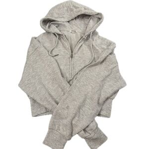 garage heather grey cropped zip up